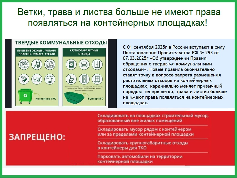 Ветки, трава и листья больше не имеют права появляться на контейнерных площадках!.